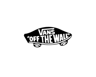 Vans 'Off The Wall' logo featuring bold, stylized text in black on a white background, symbolizing the brand's skate culture heritage.