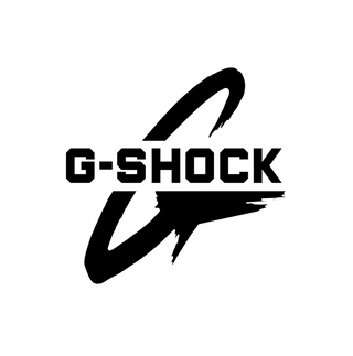 G-Shock brand logo featuring bold, stylized letters in black, symbolizing the brand's focus on durability and advanced technology.