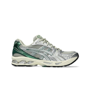 Asics Gel Kayano 14 Dried Leaf Green Pure Silver sneaker with retro 2000s design, GEL cushioning, and updated performance materials.