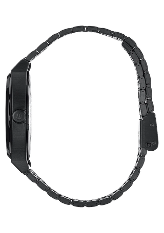 An image of the Nixon Time Teller Black watch, showcasing its sleek black design and stainless steel bracelet.