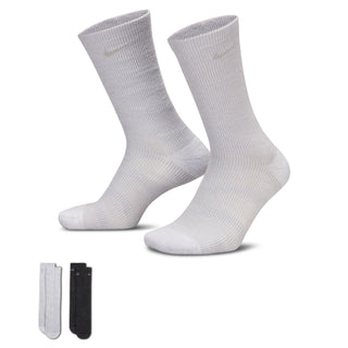 Nike Everyday Cushioned Crew Socks two-pack in multi color with sweat-wicking fabric and supportive arch band.