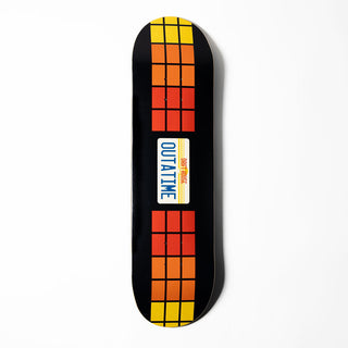 Drift House 8.5" Out A Time skateboard deck with license plate graphic inspired by Back to the Future.