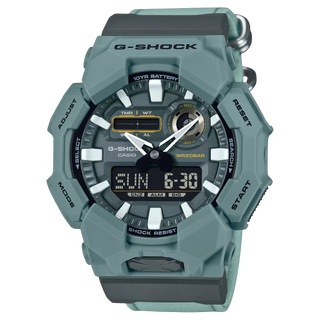 G-SHOCK GA010CE-2A watch with bio-resin case, recycled CORDURA® band, and 10-year battery for durable, eco-conscious performance.