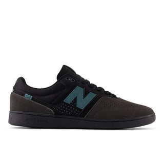 New Balance Numeric 508 Brandon Westgate skate shoe in dark grey and teal with suede toe, mesh collar, reflective details.