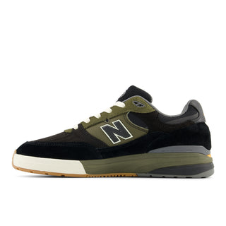 New Balance Numeric 933 in black and dark olivine with ABZORB midsole