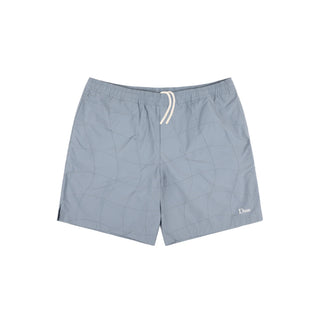 Cloud blue Dime Wave Quilted Shorts, polyester, topstitched wave pattern, elastic waist, logo on knee.
