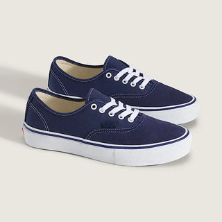 Vans Skate Authentic in Deep Twilight Blue with suede and canvas upper, PopCush footbed, and SickStick rubber outsole.
