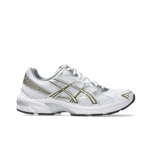 ASICS GEL-1130 in white and pepper with mesh upper, GEL® cushioning, TRUSSTIC® support, and recycled overlays.