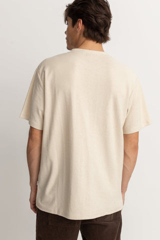 Rhythm Natural colored Terry Vintage short sleeve t-shirt with chest pocket and textured finish.