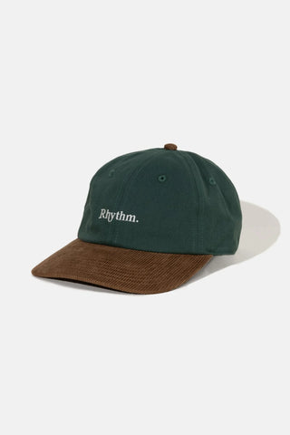Pine-colored brushed twill cap with curved cord peak and logo.