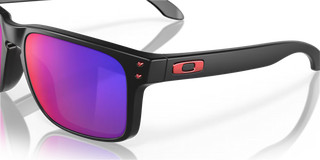 "Oakley Holbrook sunglasses in Matte Black frame with Positive Red Iridium lenses — iconic unisex sunglasses with UV400 protection"