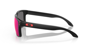 "Oakley Holbrook sunglasses in Matte Black frame with Positive Red Iridium lenses — iconic unisex sunglasses with UV400 protection"