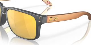 "Oakley Holbrook Prizm Polar sunglasses in Matte Carbon frame with Prizm 24K Polarized lenses — premium gold mirror polarized sunglasses with UV400 protection"