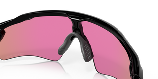 Oakley Radar EV sunglasses, polished black, Prizm Golf lenses, lightweight frame, Unobtainium earsocks and nosepads.