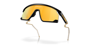 Oakley BXTR Metal sunglasses in matte black with Prizm 24K lenses, shield design, metal trigger stem, and Unobtainium nosepads.