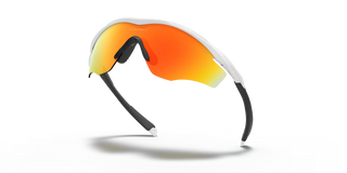 "Oakley M2 Frame XL sunglasses in Polished White frame with Fire Iridium lenses — sport performance sunglasses with UV400 protection"