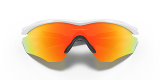 "Oakley M2 Frame XL sunglasses in Polished White frame with Fire Iridium lenses — sport performance sunglasses with UV400 protection"