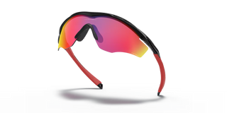 "Oakley M2 Frame XL sunglasses in Polished Black frame with Prizm Road lenses — road-tuned sport performance sunglasses with UV400 protection"