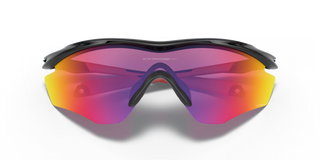 "Oakley M2 Frame XL sunglasses in Polished Black frame with Prizm Road lenses — road-tuned sport performance sunglasses with UV400 protection"