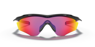 "Oakley M2 Frame XL sunglasses in Polished Black frame with Prizm Road lenses — road-tuned sport performance sunglasses with UV400 protection"
