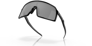 "Oakley Sutro sunglasses in Polished Black frame with Prizm Black lenses — bold shield sport sunglasses with UV400 protection"