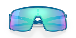 Oakley Sutro sunglasses, Sky Blue frame, Prizm Sapphire lenses, designed for cycling, enhance color and contrast.