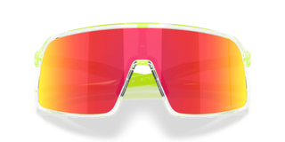 "Oakley Sutro sunglasses in Clear frame with Prizm Ruby lenses — bold shield sport sunglasses with ruby mirror finish and UV400 protection"