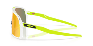 "Oakley Sutro sunglasses in Clear frame with Prizm Ruby lenses — bold shield sport sunglasses with ruby mirror finish and UV400 protection"