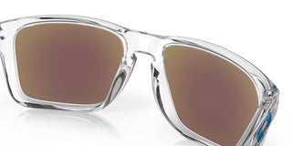 Oakley Holbrook XL Prizm Polar Sunglasses in Clear with Prizm Sapphire Polar lenses, iconic keyhole bridge and metal rivets O Matter lightweight frame with three-point fit, Plutonite lens with 100% UVA UVB protection up to 400nm, HDO optics, 12% light transmission, fits medium to extra large faces