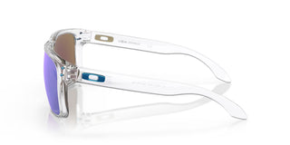 Oakley Holbrook XL Prizm Polar Sunglasses in Clear with Prizm Sapphire Polar lenses, iconic keyhole bridge and metal rivets O Matter lightweight frame with three-point fit, Plutonite lens with 100% UVA UVB protection up to 400nm, HDO optics, 12% light transmission, fits medium to extra large faces