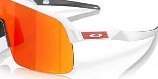 "Oakley Sutro Lite sunglasses in Matte White frame with Prizm Ruby lenses — lightweight shield sport sunglasses with ruby mirror finish and UV400 protection"