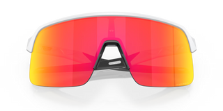 "Oakley Sutro Lite sunglasses in Matte White frame with Prizm Ruby lenses — lightweight shield sport sunglasses with ruby mirror finish and UV400 protection"