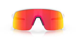 "Oakley Sutro Lite sunglasses in Matte White frame with Prizm Ruby lenses — lightweight shield sport sunglasses with ruby mirror finish and UV400 protection"