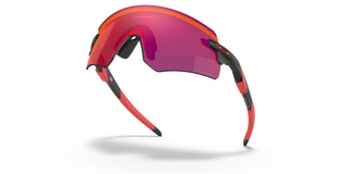 Oakley Encoder sunglasses in Matte Black with Prizm Road lenses, sport performance design, extended wrap, hat and helmet compatibility.