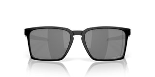 Oakley Exchange Sun Sunglasses in Satin Black with Prizm Black lenses, mixed material O Matter front with stainless steel temples and B1B grip textured Unobtainium earsocks, 11% light transmission grey base lens optimized for bright light, heritage-inspired design