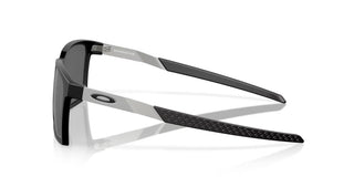 Oakley Exchange Sun Sunglasses in Satin Black with Prizm Black lenses, mixed material O Matter front with stainless steel temples and B1B grip textured Unobtainium earsocks, 11% light transmission grey base lens optimized for bright light, heritage-inspired design