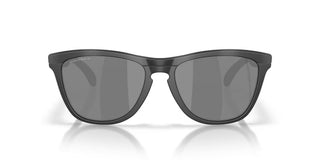 Oakley Frogskins Range XL Prizm Polar Sunglasses in Matte Tort Grey Smoke and Matte Black with Prizm Black Polar lenses, O-Matter injection molded thermoplastic XL frame with Unobtainium nosepad, 11% light transmission optimized for bright light, classic 1980s Frogskins silhouette engineered for larger heads