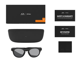  Oakley Meta HSTN smart glasses in Black with Prizm Black Polarized lenses, Meta AI, camera, and audio.