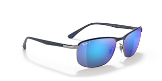 Ray-Ban RB3671 Polarized+ Sunglasses - Blue on Gunmetal/Polar Grey Mirror Blue