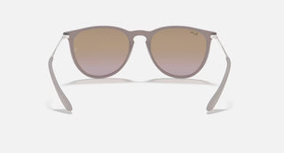 Ray-Ban Erika Classic Sunglasses RB4171 in Matte Dark Sand with Violet Gradient Brown lenses, round phantos injected frame with soft flexible bridge and tone-on-tone Dark Sand temples, 54mm lens width, 46mm lens height, 145mm temple length, 100% UV protection