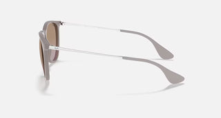 Ray-Ban Erika Classic Sunglasses RB4171 in Matte Dark Sand with Violet Gradient Brown lenses, round phantos injected frame with soft flexible bridge and tone-on-tone Dark Sand temples, 54mm lens width, 46mm lens height, 145mm temple length, 100% UV protection
