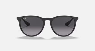 Ray-Ban Erika RB4171 sunglasses in matte black with grey gradient lenses and nylon frame, offering UV protection.
