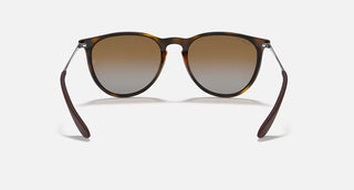 Ray-Ban Erika Classic Sunglasses RB4171 in Polished Light Havana with Brown Gradient Polarized lenses, round phantos injected frame with flexible bridge and Light Havana temples, 54mm lens width, 46mm lens height, 145mm temple length, 100% UV protection