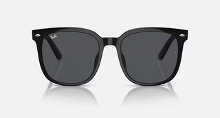 Ray-Ban RB4401D sunglasses with polished black injected frame and dark grey classic lenses for wide face shapes.