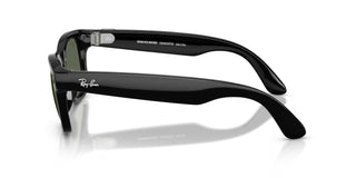 Ray-Ban Meta Wayfarer Gen 2 smart glasses in Shiny Black with G-15 Green lenses, Meta AI, camera, and audio.
