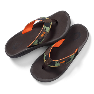 OluKai 'Ohana sandals in Camo/Dark Java with water-friendly straps and durable rubber outsole.