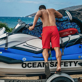 OluKai 'Ohana Men's Beach Sandals in Black/HLA, water-resistant synthetic straps with quick-drying jersey knit lining, soft nylon toe post, anatomically contoured footbed, and non-marking rubber outsole