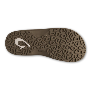 Brown shoe sole with a brand logo on a white background