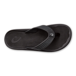 Olukai Ulele men's beach sandals, water-resistant, enhanced grip, sneaker-like support, modern style.