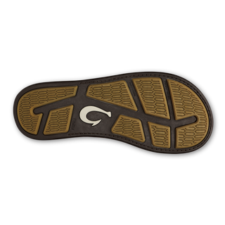 OluKai Tuahine Leather Beach Sandal in Red Ochre/Tan — waterproof full-grain leather with Hawaiian-inspired stitching, anatomically contoured footbed, and non-marking wet grip outsole